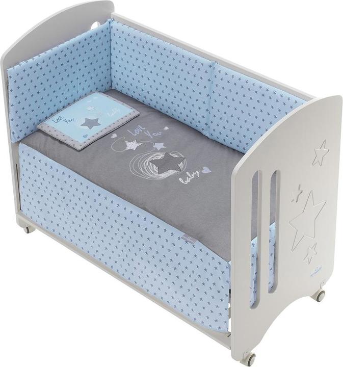 Immagine prodotto Don Algodon SET 3 PEZZI. PER LETTINO 60X120: TRAPUNTA+NIDO+CUSCINO- JERSEY DI COTONE - -BLU (60 x 120 cm)