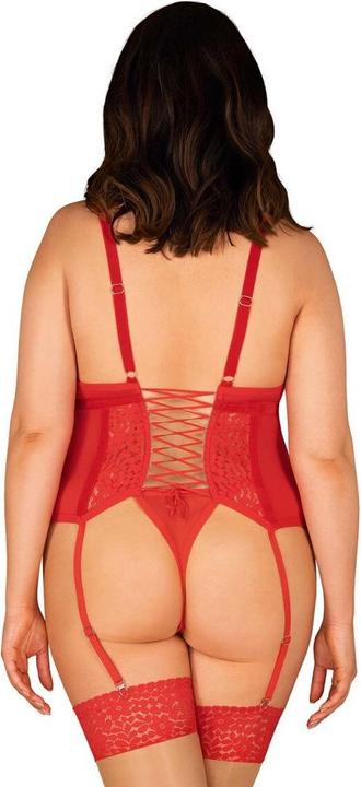 Actual product image Obsessive Suspender chemise with floral lace plus thong (4XL)