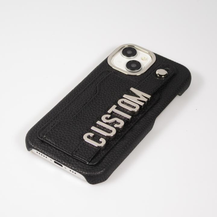 Image du produit PhoneLook Coque Personnalisée cuir sur mesure avec lettrage argent + lanière et compartiment carte (Apple iPhone 15)