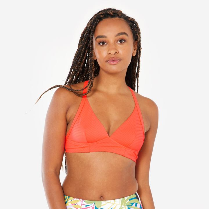 Produktbild Olaian Bikini-Oberteil Bustier Surfen Damen strukturiert Bea neon-orange (80 C)