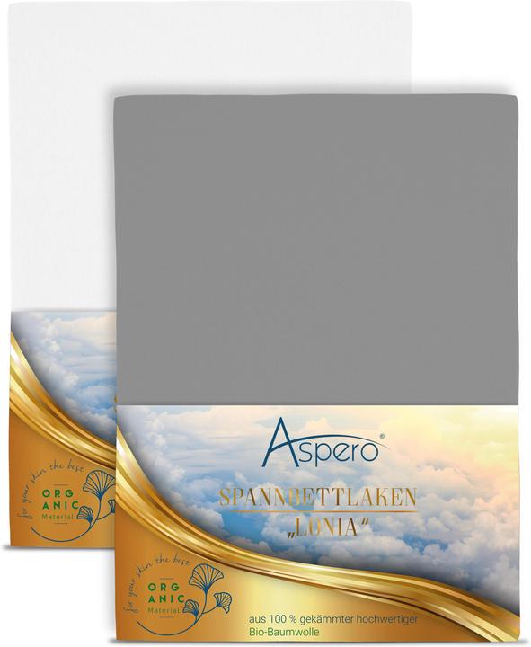 Actual product image Aspero 2 x fitted sheets made from organic cotton (200 x 200 x 35 cm)