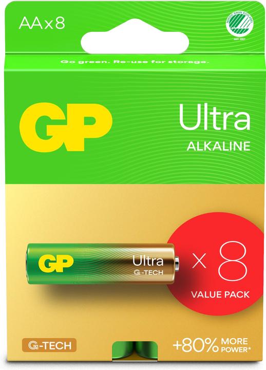Produktbild GP Batteries GP - Ultra Alkaline Battery, Size AA, 15AU/LR6, 1.5V, 8-pack (8 Stk., AA)