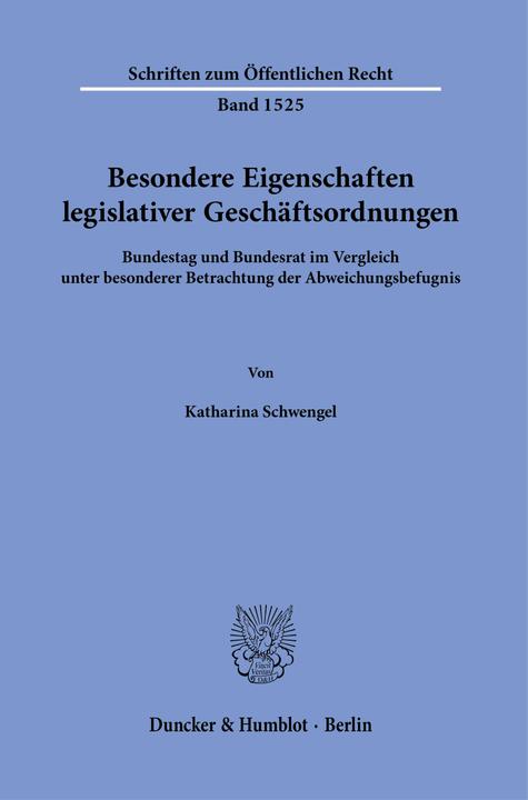 Produktbild Schwengel:Besondere Eigenschaften legis (Deutsch, Katharina Schwengel, 2024)