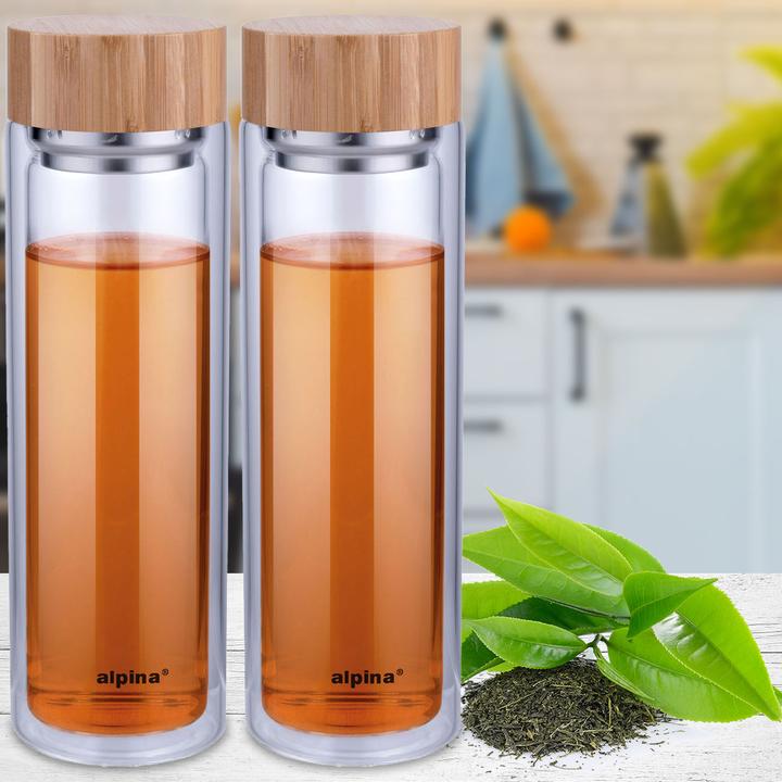 Produktbild alpina 2er-Set Isolierflasche mit integriertem Teesieb (0.45 l)