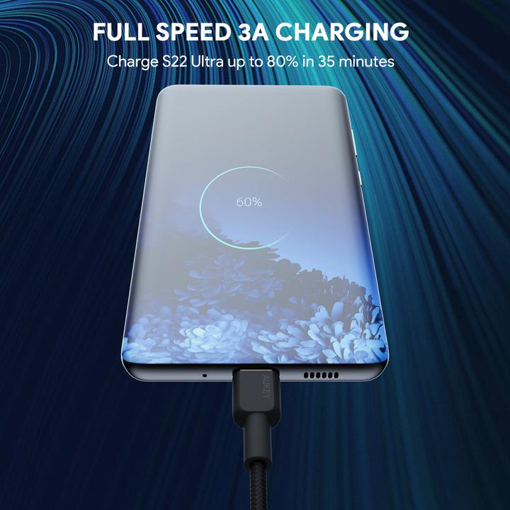 Image du produit Aukey Câble USB-C - USB-C, PD 60W, 1 m (1 m, USB 3.2 Gen 1)