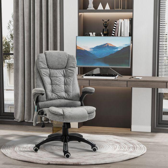 Immagine prodotto Swisshandel24 Sedia da ufficio con funzione massaggio e calore, ergonomica, 6 punti di massaggio, grigia
