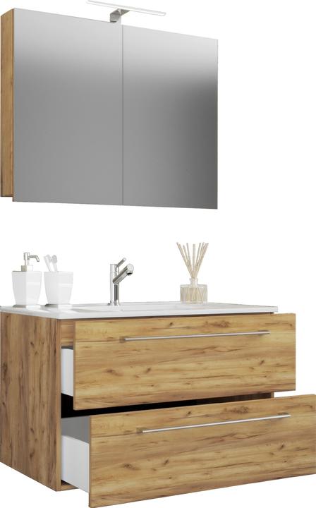 Immagine prodotto VCM Lavabo 3 pezzi Lavabo Badinos 2 cassetti Armadio a specchio