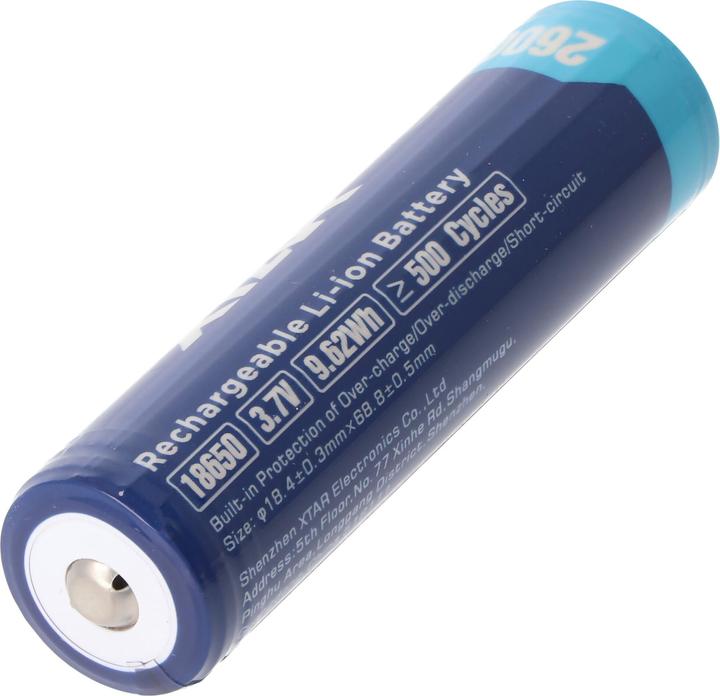 Image du produit Xtar 18650 2600mAh 3,6V - 3,7V Batterie Li-Ion protégée avec tête, dimensions 69,50x18,4mm (18650, 2600 mAh)