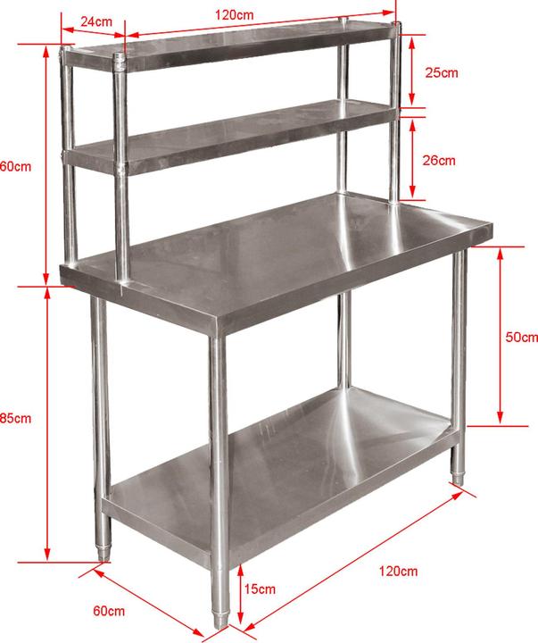 Produktbild Wiltec Edelstahl Arbeitstisch 120x60x85cm höhenverstellbar Gastrotisch (60 cm, 120 cm)