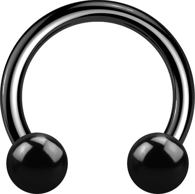 Actual product image Star Piercing Circular barbell black with two balls (without brass, Surgical steel 316L)