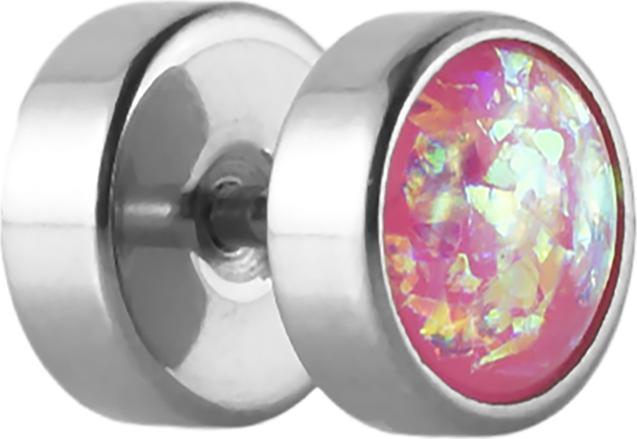 Image du produit Star Piercing Fake Plug silber mit Opal Glitter pink (sans laiton, Acier chirurgical 316L)