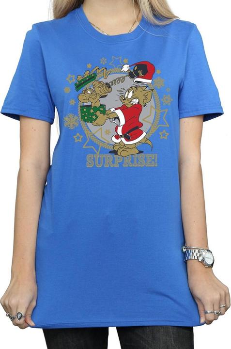 Actual product image Tom & Jerry Womens/Ladies Christmas Surprise Cotton Boyfriend T-Shirt (XXL)