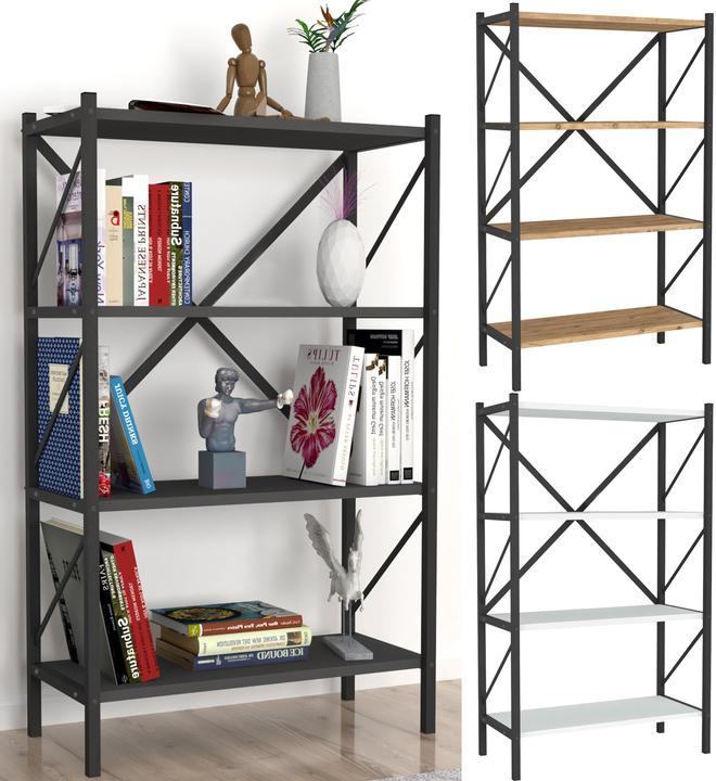 Immagine prodotto VCM Legno Metallo Scaffale Portaoggetti Libreria Libri Decorativi Scaffale Portaoggetti Insasi 4 (66 x 34 x 121 cm)