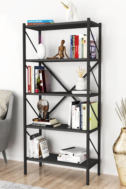 Immagine prodotto VCM Legno Metallo Scaffale Portaoggetti Libreria Libri Decorativi Scaffale Portaoggetti Insasi 5 (66 x 34 x 160 cm)