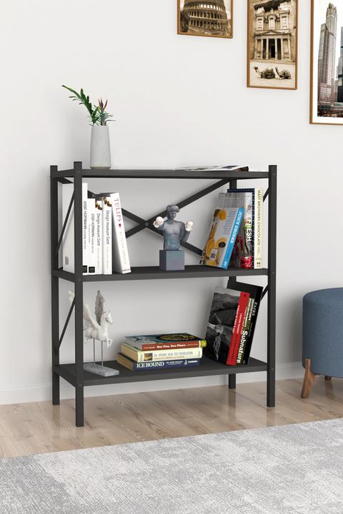 Produktbild VCM Holz Metall Aufbewahrung Stand Regal Bücherregal Deko Bücher Standregal Insasi 2 (66 x 34 x 85 cm)