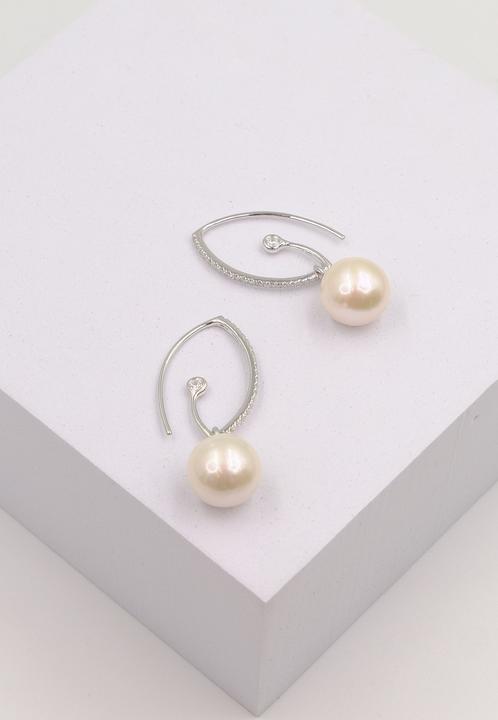 Image du produit Muau Boucles d'oreilles argent 925 perle d'eau douce 10.5-11mm zirconia (Argent 925)