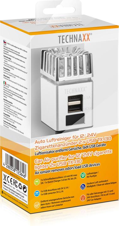 Produktbild Technaxx Ionisator Auto Luftreiniger für 12/24V 2x USB TX 130