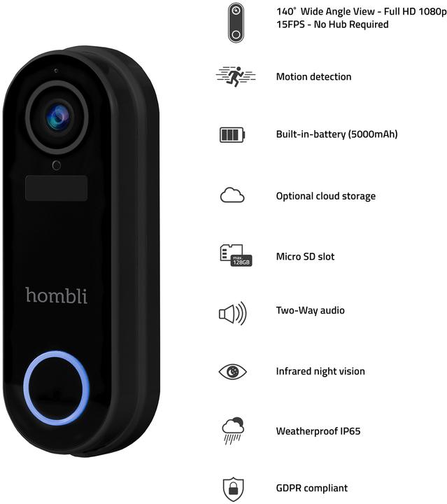 Image du produit Hombli Smart Doorbell 2 Promo-Pack (sonnette 2 + Chime 2) noir (WiFi)