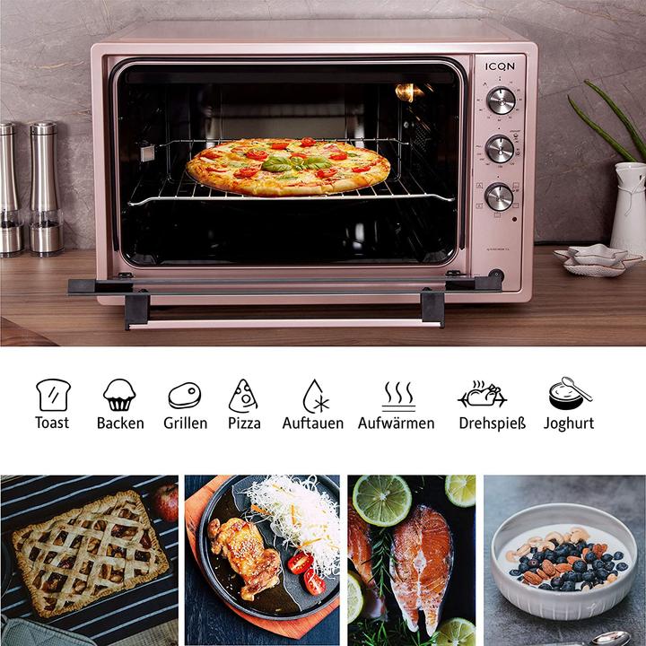 Immagine prodotto Icqn XXL Vrijstaande Oven - 60L - Convectie Mini Oven - Hetelucht /u0026 Grillfunctie - Gemailleerde Holt