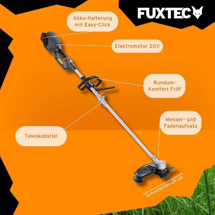 Immagine prodotto Fuxtec Decespugliatore a batteria da 40V FX-E2MS (Filo di taglio, Lama per taglio metalli)