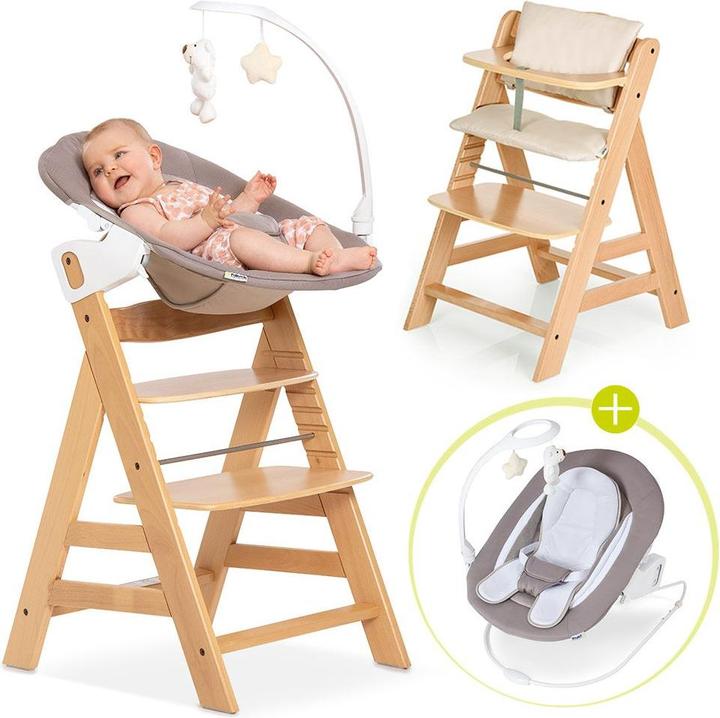 Produktbild Hauck Hochstühle Alpha Plus Natur Newborn Set Deluxe - 4-tlg. Hochstuhl (Hochstuhl)