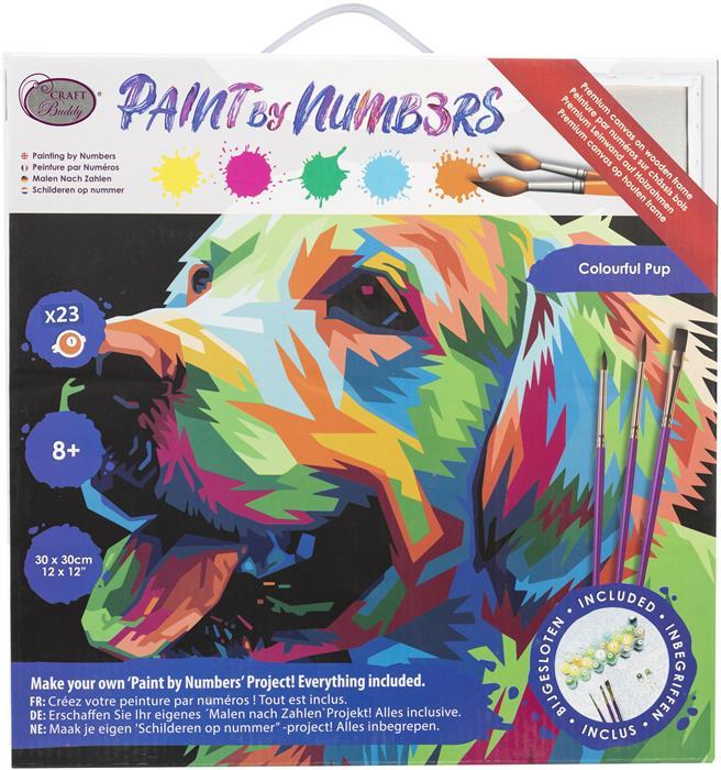 Immagine prodotto Craft Buddy Set di quadri Painting by Numbers 30x30cm Cucciolo colorato