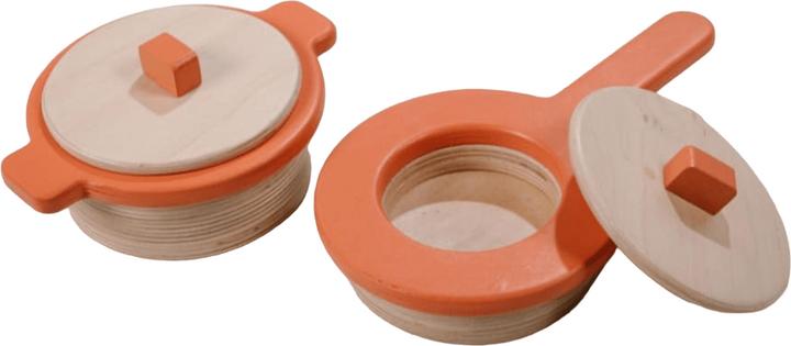 Produktbild Activity Board Holzspielzeugset, Küchenutensilien, tolles Geschenk, Kochset für Kinder - Topf und Pfanne, Lachs