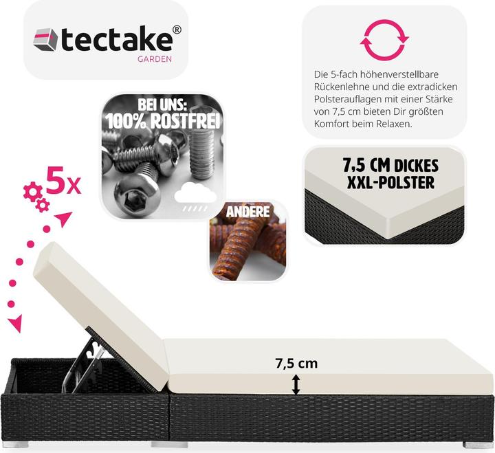 Immagine prodotto tectake 2 sedie a sdraio (184 cm)
