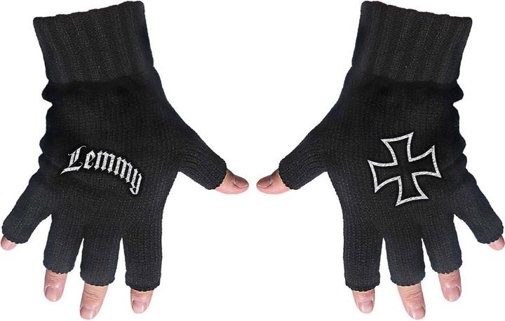 Actual product image Lemmy Unisex Adult Logo Iron Cross Fingerless Gloves (One size)