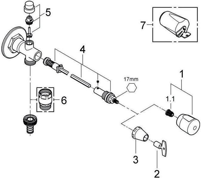 Actual product image Grohe Frost-proof external wall valve Eurotec kit 41208000