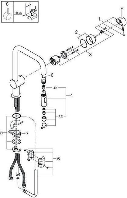 Produktbild Grohe Küchenarmatur mit Handbrause Minta supersteel matt 32322