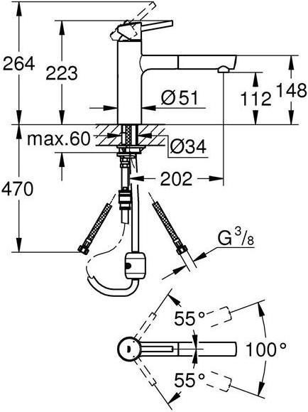 Actual product image Grohe Kitchen mixer with hand shower Concetto chrome gloss 31129001