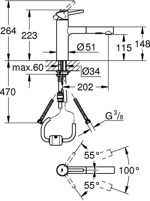 Produktbild Grohe Küchenarmatur mit Handbrause Essence chrom glänzend 30273001