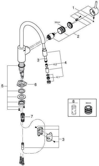 Actual product image Grohe Kitchen mixer with single-lever mixer Concetto supersteel matt 32663