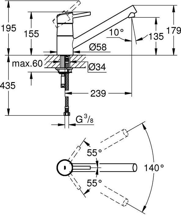 Image du produit Grohe Robinet de cuisine avec mitigeur Concetto chromé brillant 32659001