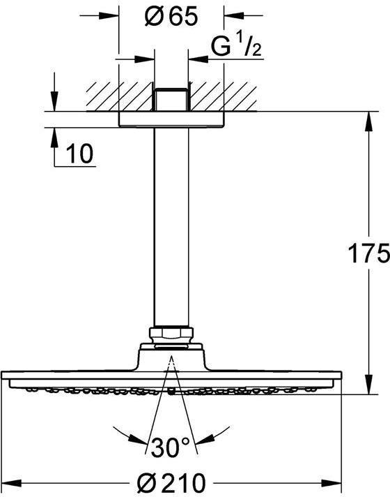 Actual product image Grohe Overhead shower set Rainshower Cosmopolitan 210 26063000 21 cm incl. ceiling connection 14.2 (9 l/min)