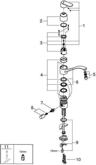 Actual product image Grohe Kitchen mixer tap with bar connection GROHE Eurosmart Cosmopolitan chrome glossy 31161000