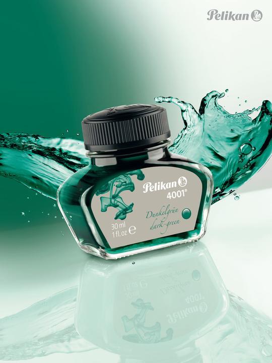 Actual product image Pelikan Ink glass 4001 (Inkwell, Dark green)