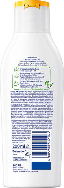 Immagine prodotto NIVEA Lozione Sun Babies & Kids Sensitive Protect (Crema solare, SPF 50, 200 ml, 236 g)