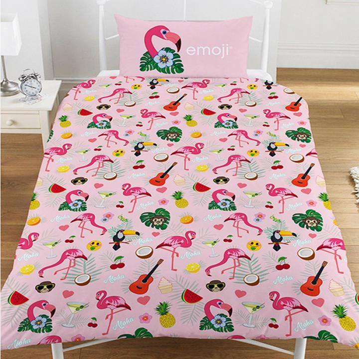 Immagine prodotto Emoji Biancheria da letto reversibile con fenicotteri