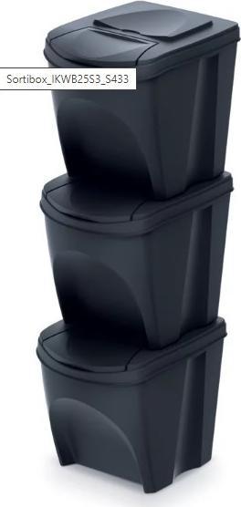 Productafbeelding Prosperplast Kosz na śmieci SortiBox Sortibox do segregacji 3 x 35L szary (IKWB35S3-405U) (35 l)