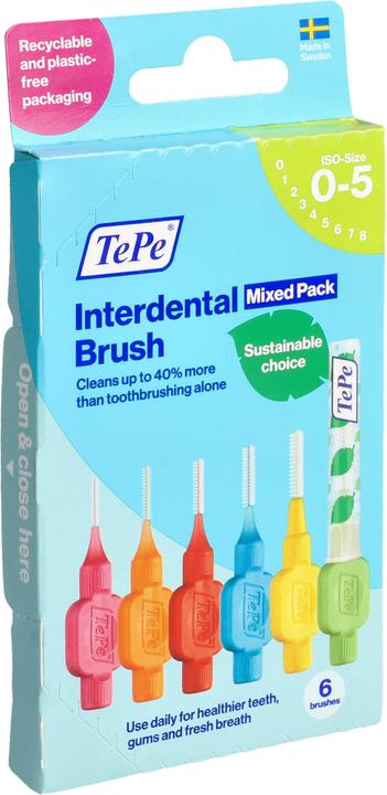 Produktbild TePe Interdental Brushes Mixed Pink To Green - Ideal For Dental Hygiene (6 x, 0.80 mm)
