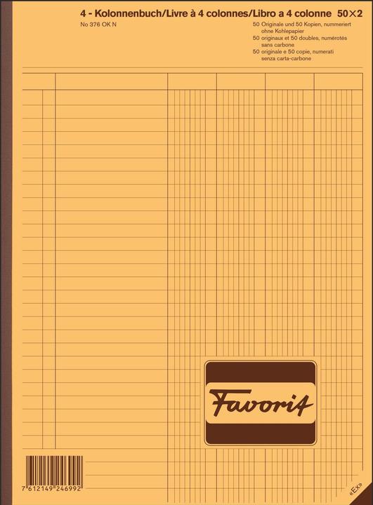 Produktbild Favorit Durchschreibebuch Kolonnen mit Selbstdurchschreibepapier (100 x)