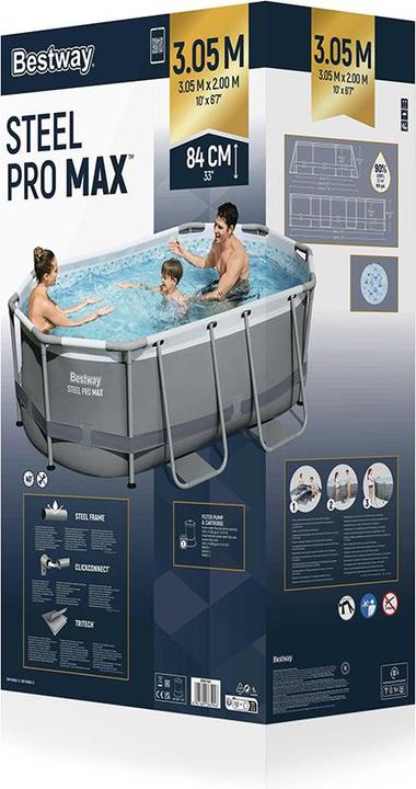 Immagine prodotto Bestway Set piscina fuori terra Steel Pr o MAX 3,05 m x 2,00 m x 84 cm (305 x 200 x 84 cm)