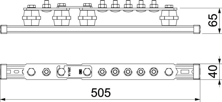 Image du produit OBO Bettermann OBO 1802 DC 5+1 CU Barre d'équipotentialité BigBar/5+1 raccords CU 5+1 x M10