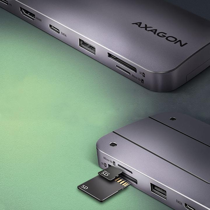 Actual product image Axagon HUB HMC-6GM2 USB 6 in1 10 Gbit (USB-C, 1 Ports)