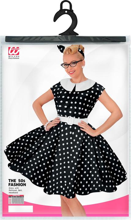 Immagine prodotto Widmann MODA ROCK'N'ROLL DEGLI ANNI '50 NERO (vestito con sottogonna, cintura, fascia per capelli), M (M)