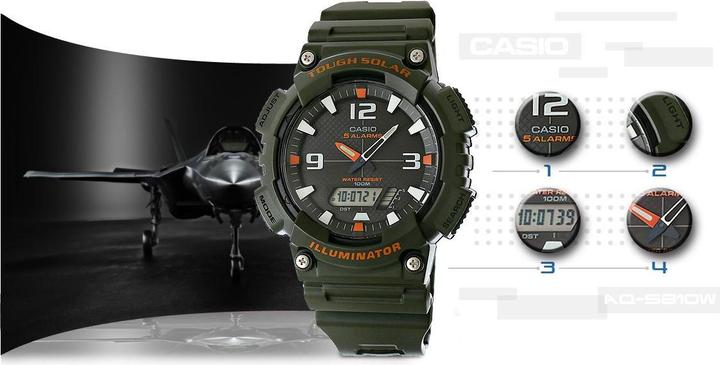 Produktbild Casio Uhr Herrenuhr AQ - S810W-3AV 10 Bar SOLAR zum Schwimmen (Sportuhr)