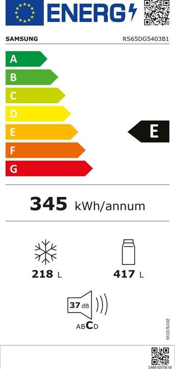 Etichetta energetica Samsung Centro alimentare RS5000, 635l (635 l)
