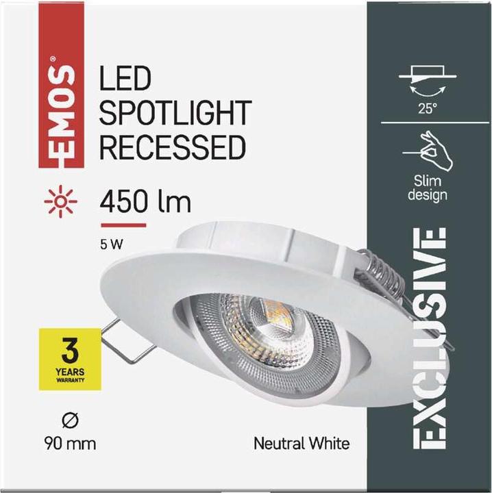 Produktbild Emos LED Deckenspot Exclusive weiss, rund, 5W neutralweiss (450 lm)
